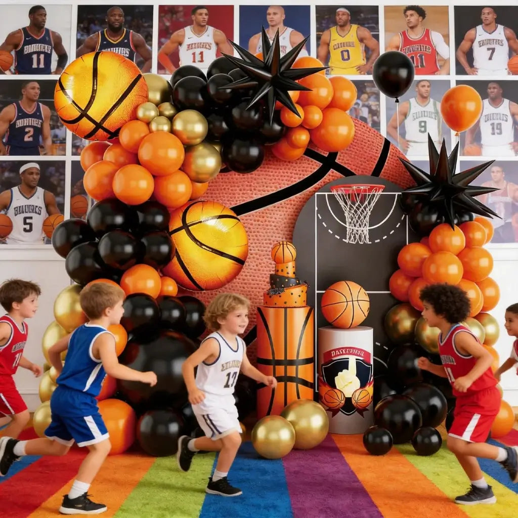 Basketball party balloon garland kit