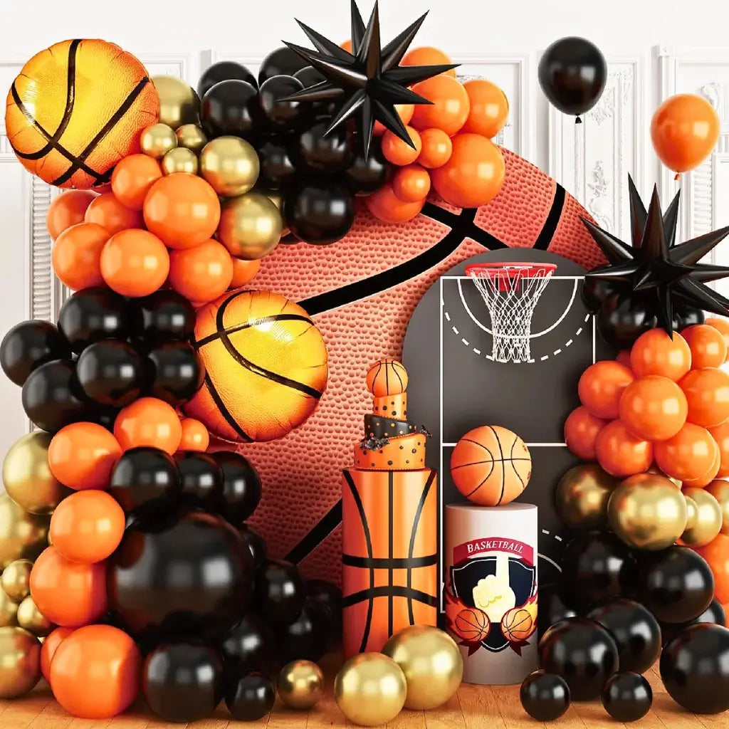 Basketball party balloon garland kit