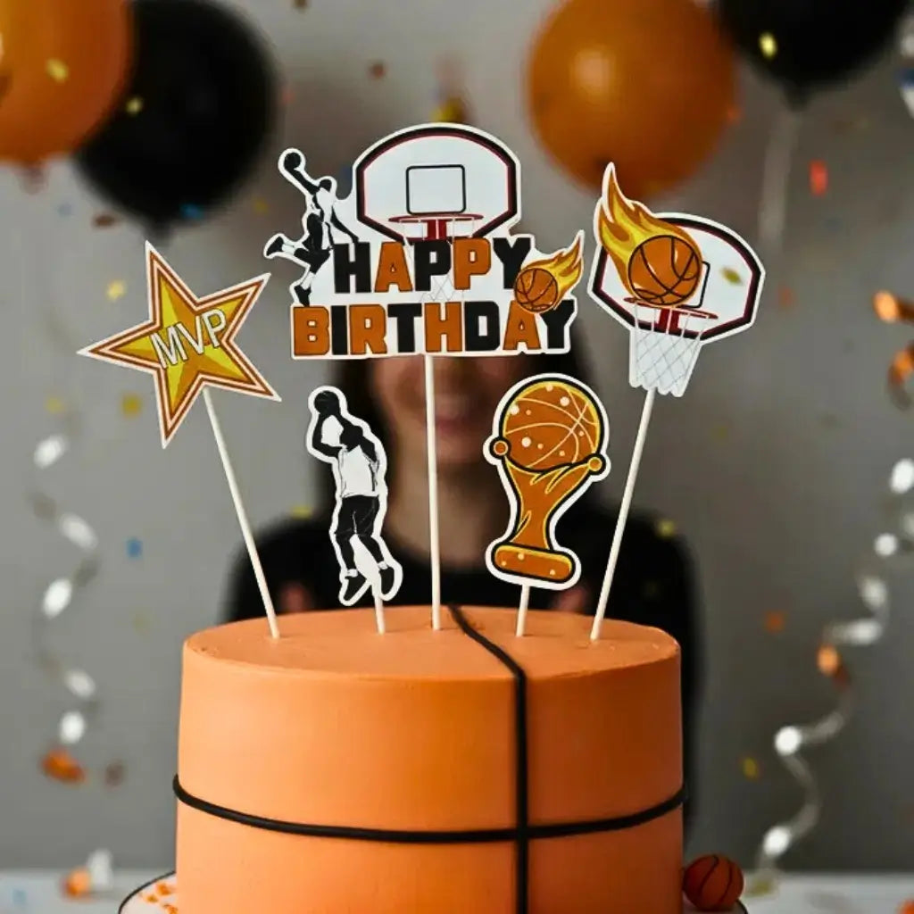 WISH 6-piece basketball cake topper set for birthdays