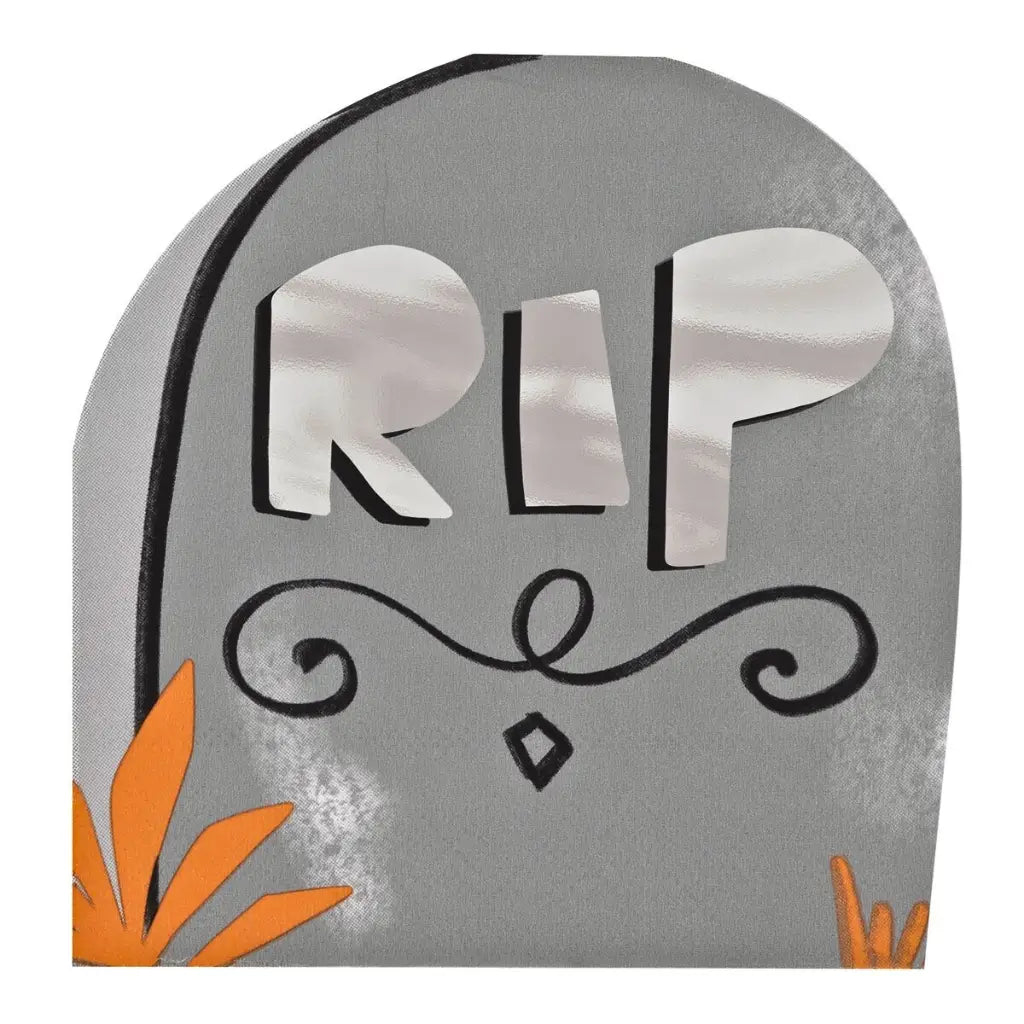 Bats and Boos RIP tombstone-shaped Halloween napkins in a pack of 16