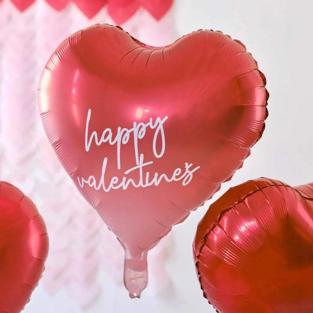 Customisable Red Heart Valentines Balloons with Stickers 5pk
