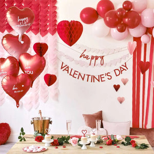 Customisable Red Heart Valentines Balloons with Stickers 5pk