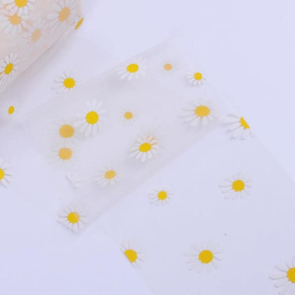 Daisy Tulle Ribbon 6cm x 5 yards - beige