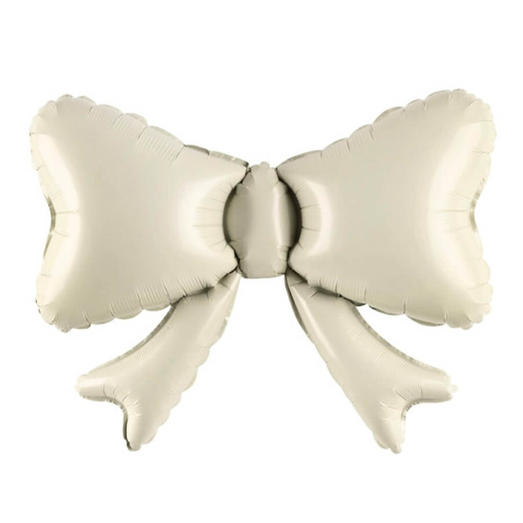 Jumbo white sand ribbon bow foil balloon 80x61cm for party decorations