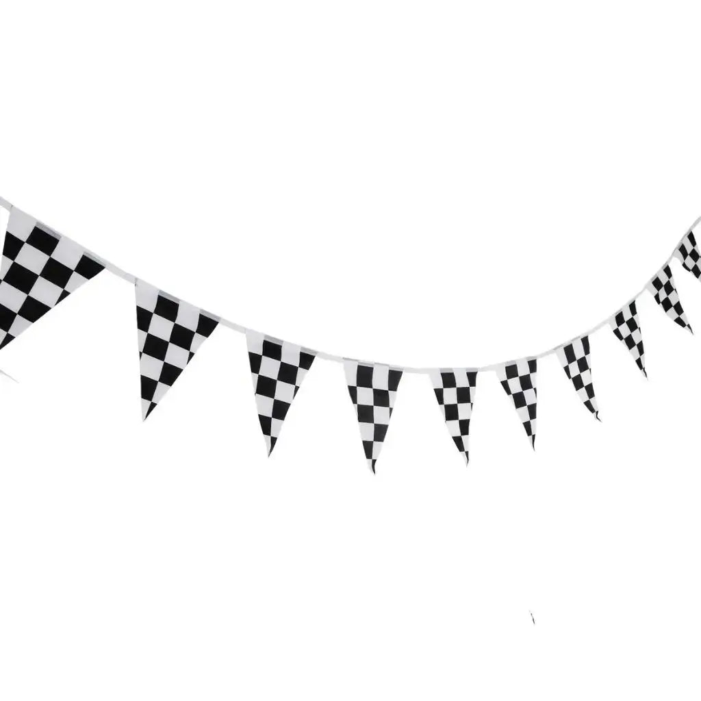 Black & White Checkered Pennant Flag Banner