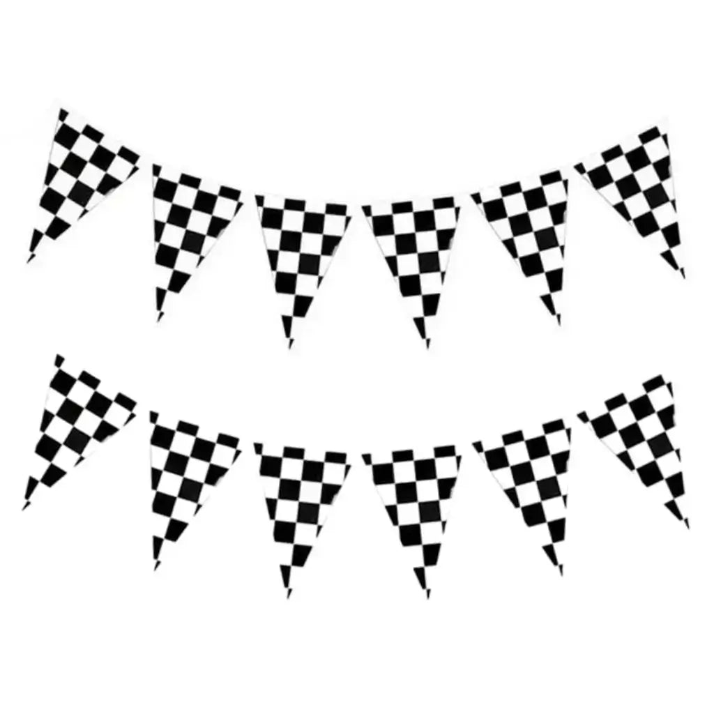 Black & White Checkered Pennant Flag Banner