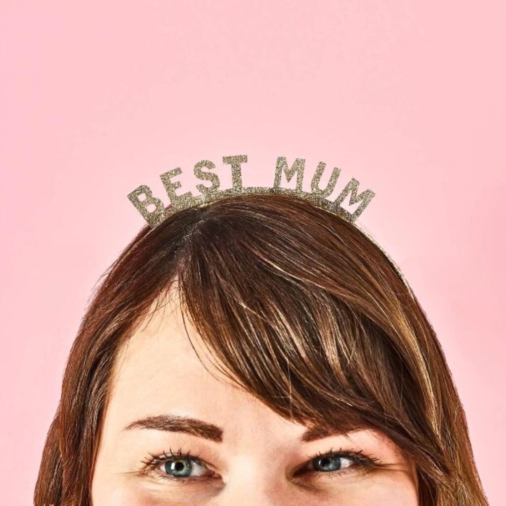 Gold glitter Best Mum headband celebration accessory