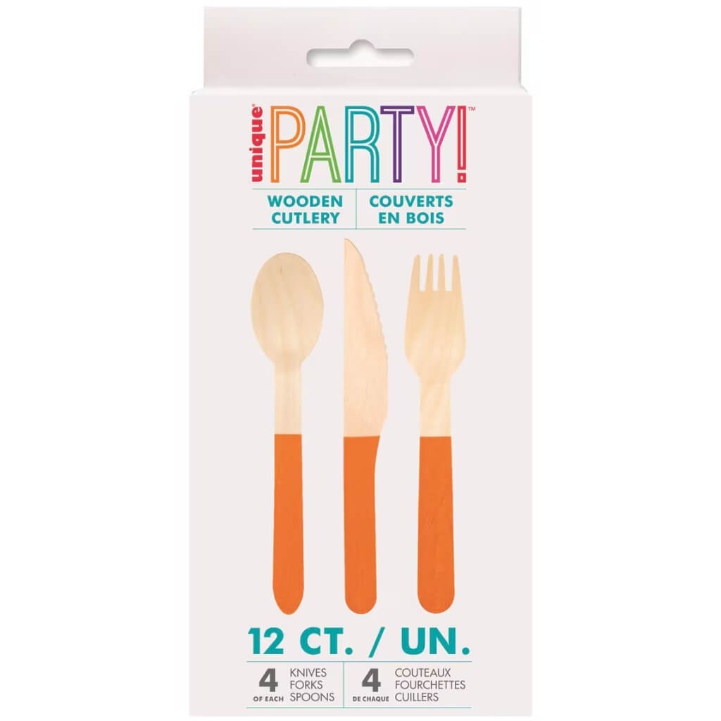 Eco-friendly disposable orange cutlery for themed events