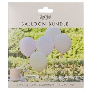 birthday bloom Pastel Flower Balloon Bundle with Floral Balloon Tails 5pk