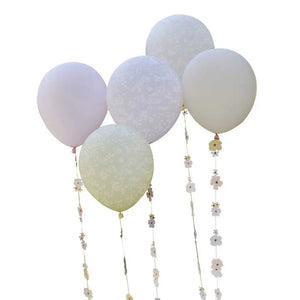 birthday bloom Pastel Flower Balloon Bundle with Floral Balloon Tails 5pk