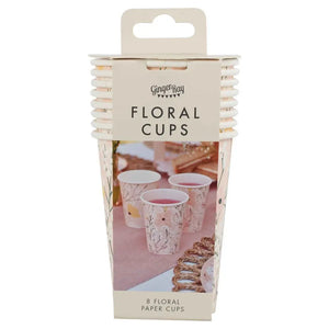 Birthday Bloom Pink Floral Paper Cups 8pk