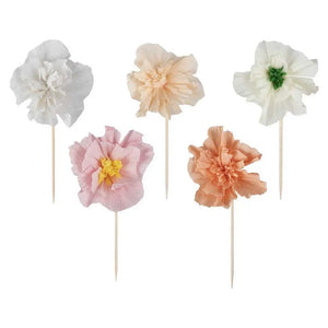 Birthday Bloom Tissue Paper Flower Cake Toppers 12pk