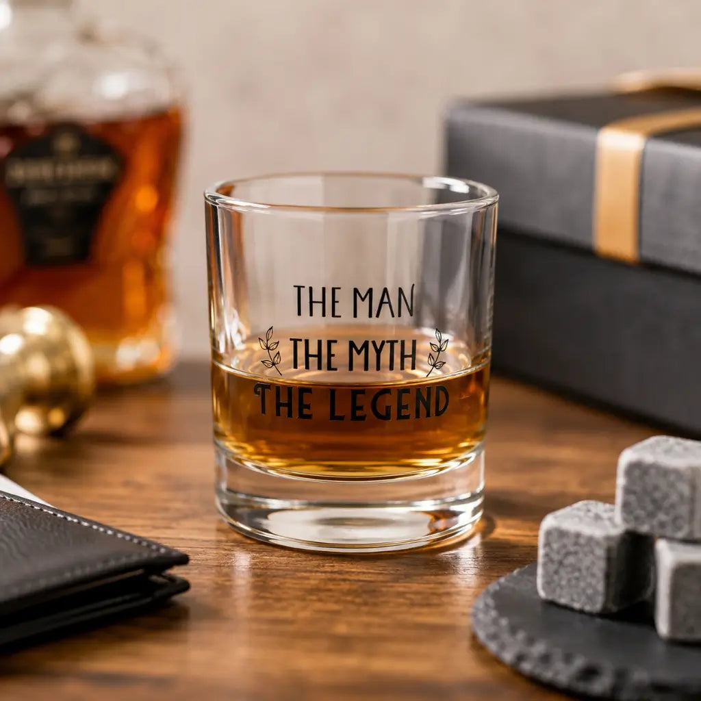 Father's Day whiskey glass with funny quote
