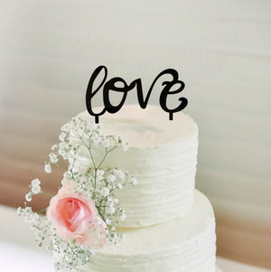 Black Acrylic 'Love' Script valentines day wedding anniversary Cake Topper