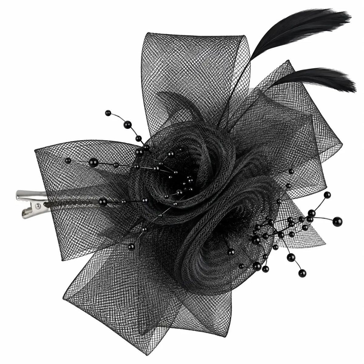 Amy Black Flower Fascinator Hair Clip