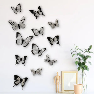 3d Black & White Butterfly Paper Stickers 18pk