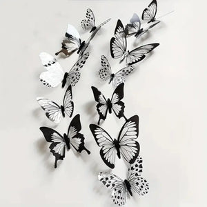 3d Black & White Butterfly Paper Stickers 18pk