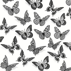 3d Black & White Butterfly Paper Stickers 18pk