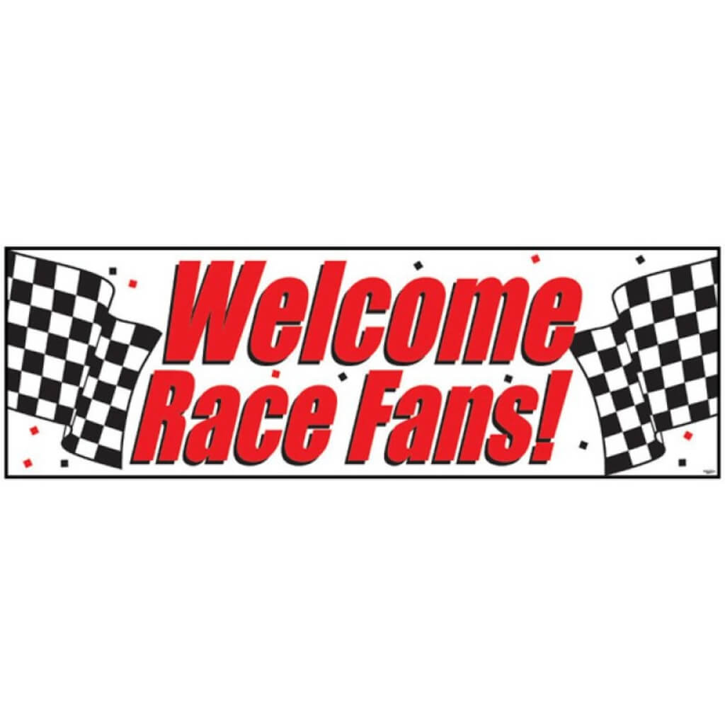 Black & White Check Giant Party Banner – Welcome Race Fans!