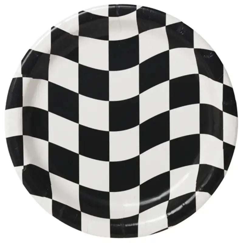 Black & White Check Paper Lunch Plates 18cm 8pk