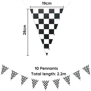 Black & White Checkered Paper Flag Pennant Bunting