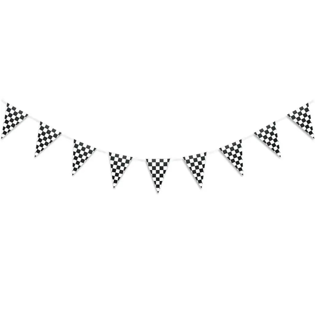 Black & White Checkered Paper Flag Pennant Bunting