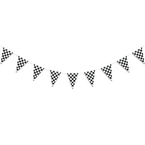 Black & White Checkered Paper Flag Pennant Bunting