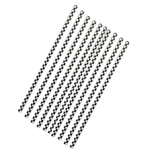 Black & White Checkered Paper Drinking Straws 10pk