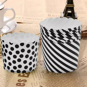 Black & White Dot & Stripe Muffin Cups 24pk