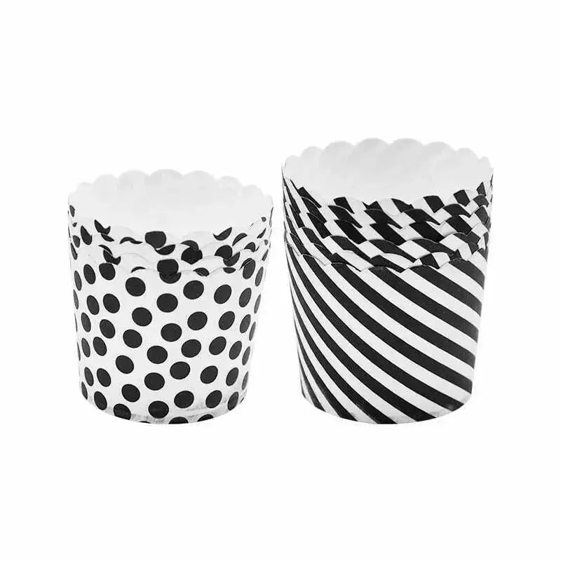Black & White Dot & Stripe Muffin Cups 24pk