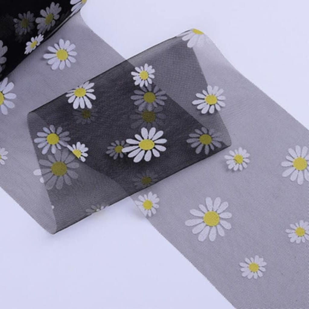 Daisy Tulle Ribbon 6cm x 5 yards - black