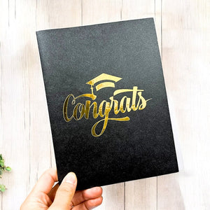 Handmade Black & Gold Congrats with Presents 3D Pop-Up Card – Celebrate Success in Style