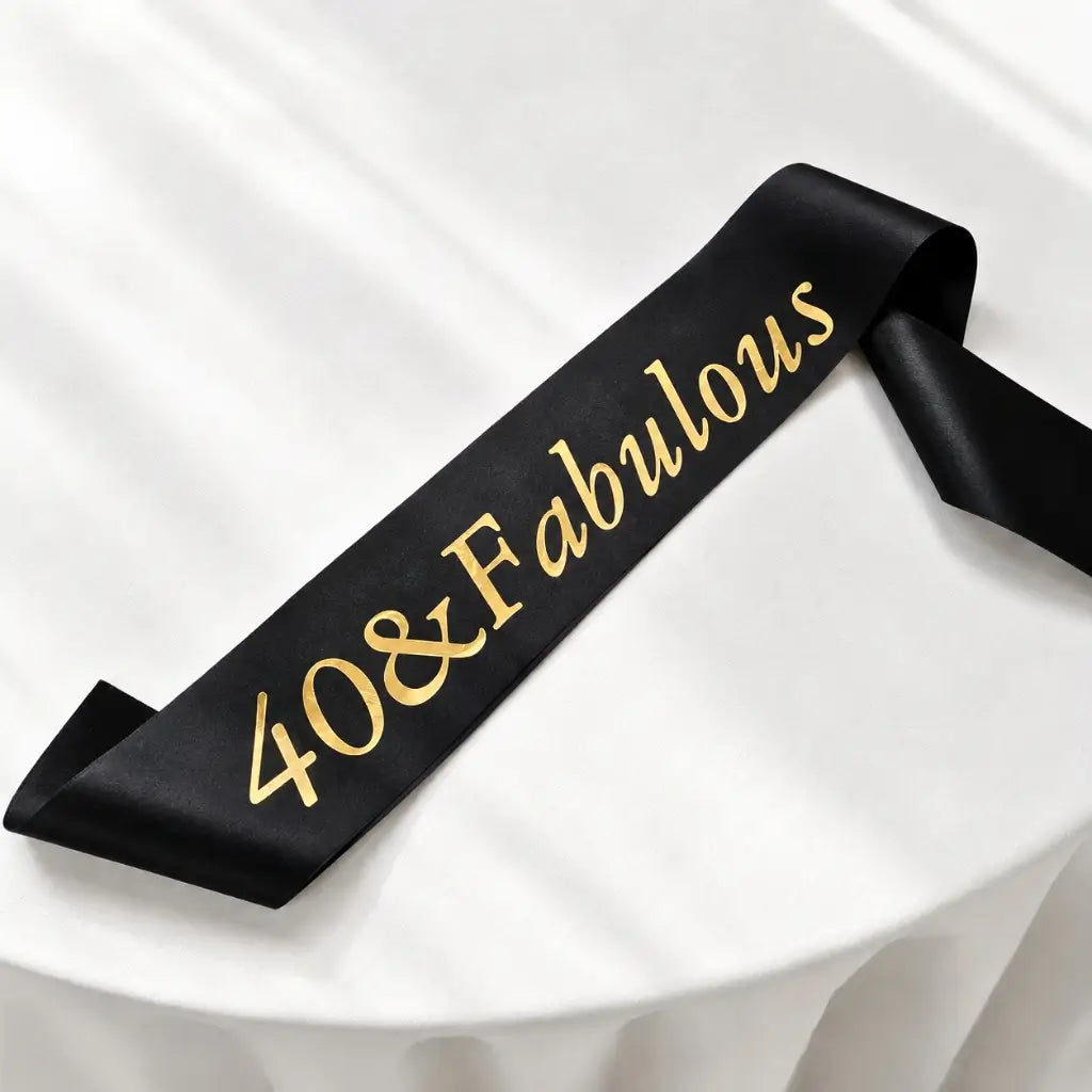 Black '40 & Fabulous' Birthday Party Sash
