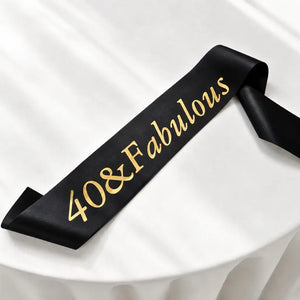 Black '40 & Fabulous' Birthday Party Sash