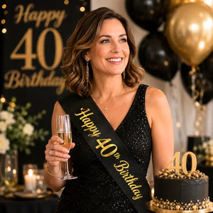 Black Happy 40th Birthday Party Sash