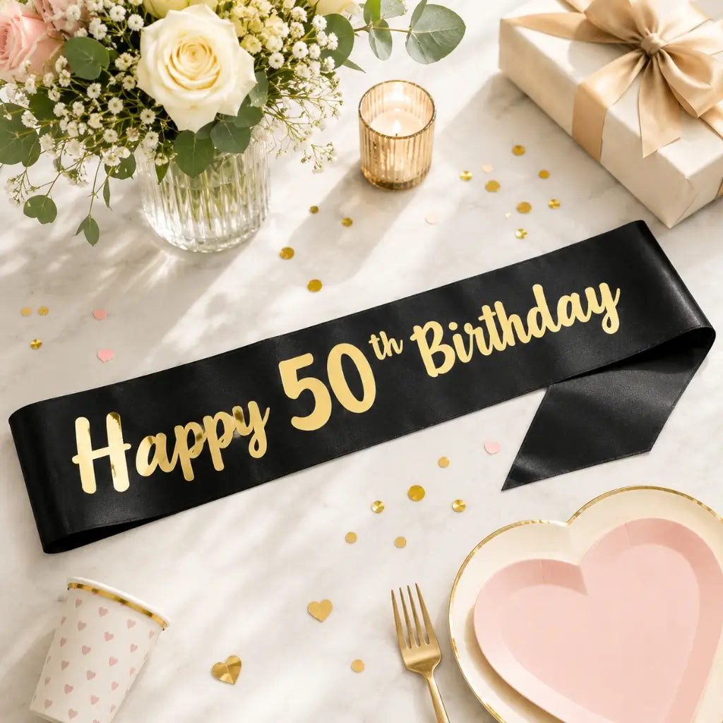 Black 'Happy 50th Birthday' Sash