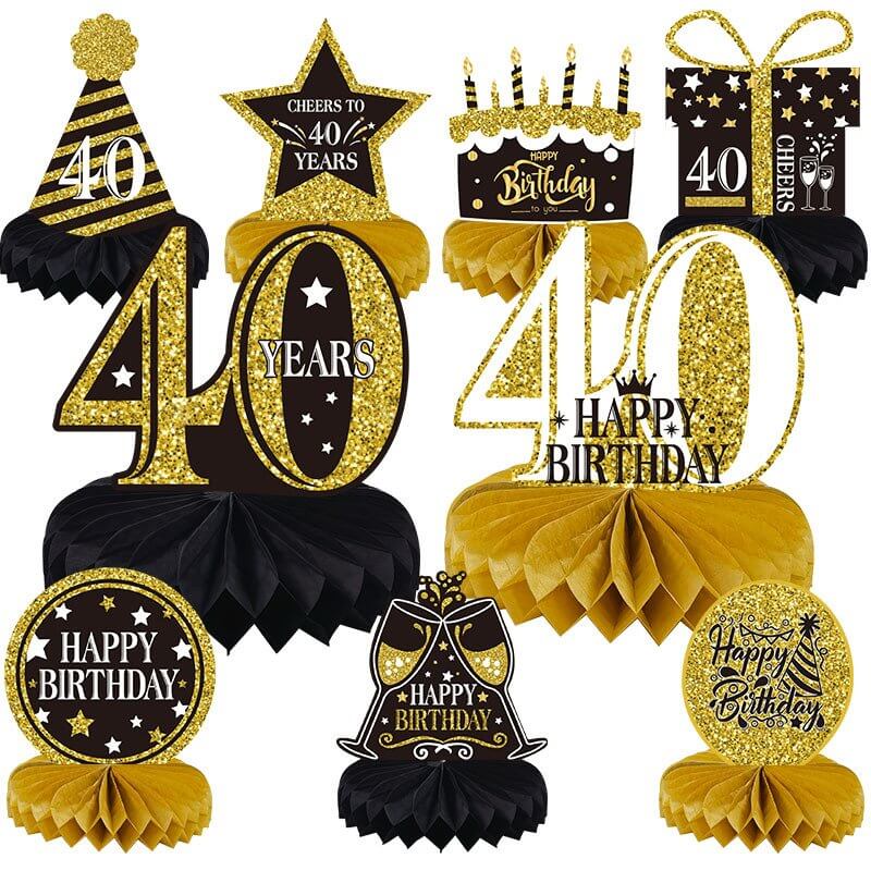 Gold Glitter 40th Birthday Honeycomb