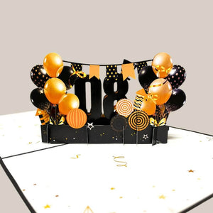 Black & Gold Happy 80th Birthday Presents 3D Pop Card