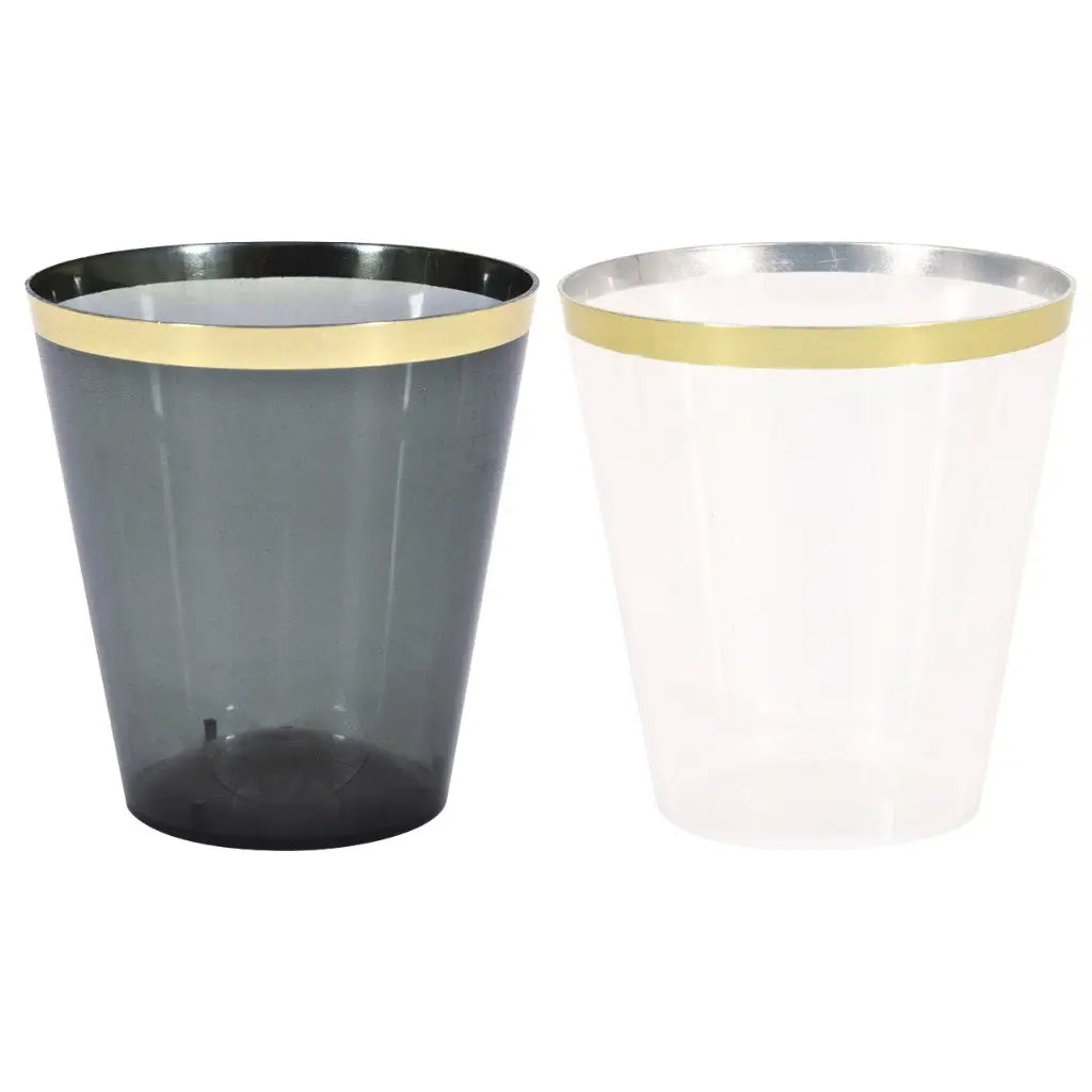 Black and gold themed shot glasses