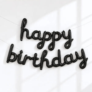 Black 'happy birthday' Script Balloon Banner Set