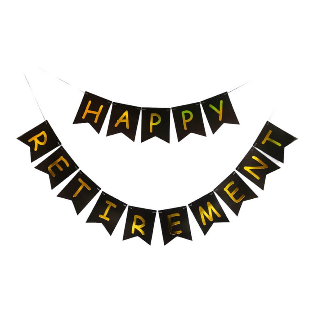 Black HAPPY RETIREMENT Paper banner Bunting