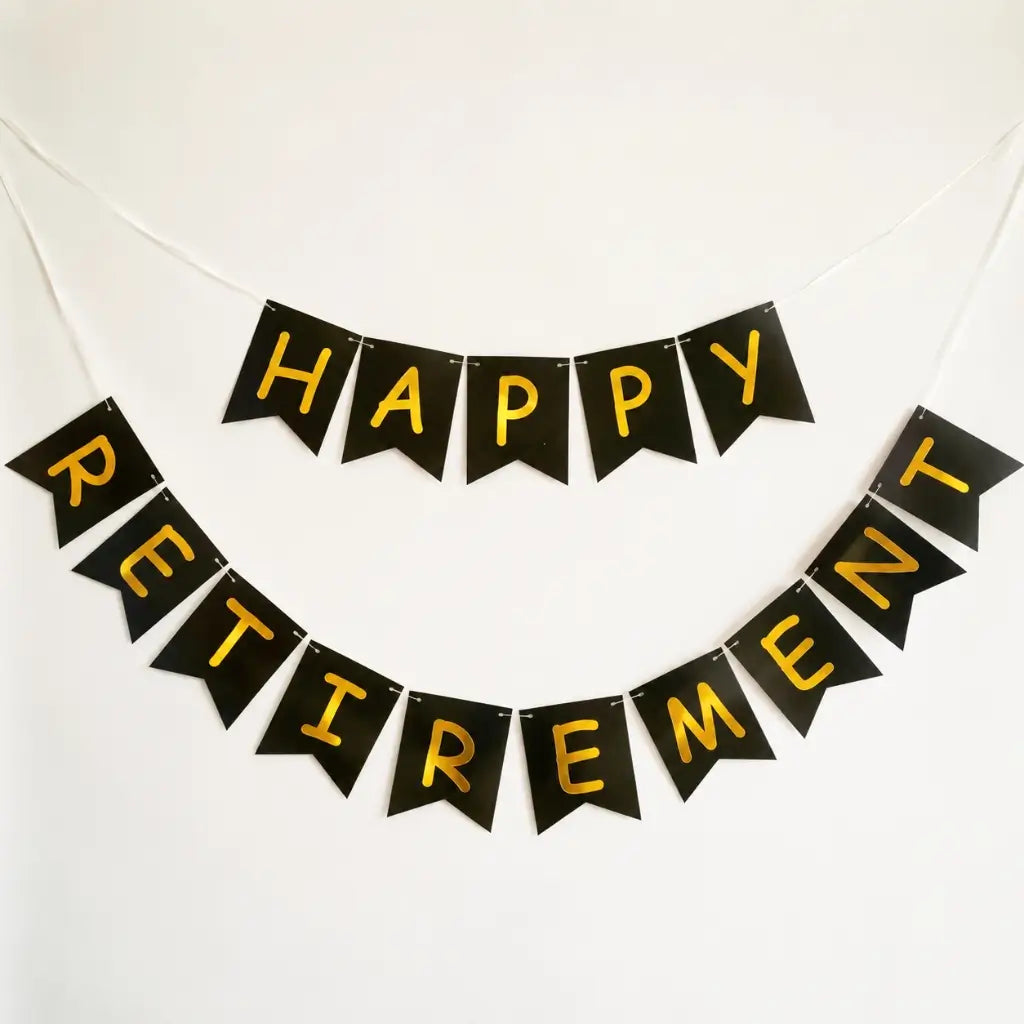 Black HAPPY RETIREMENT Paper Bunting