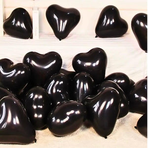 Black heart shaped balloons for decorations