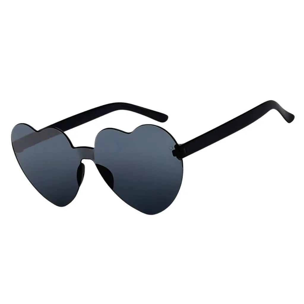 Black Love Heart rimless frame Party Sunglasses