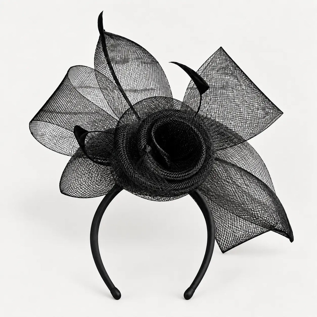 Lightweight black fascinator headband for weddings and formal occasions