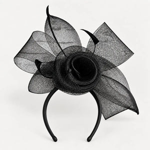 Lightweight black fascinator headband for weddings and formal occasions