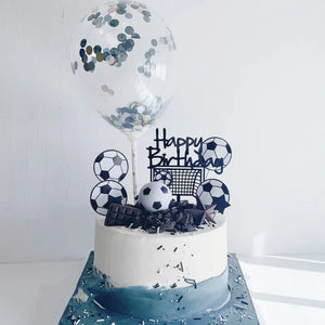 Black Happy Birthday Goal Soccer Themed Cake Topper