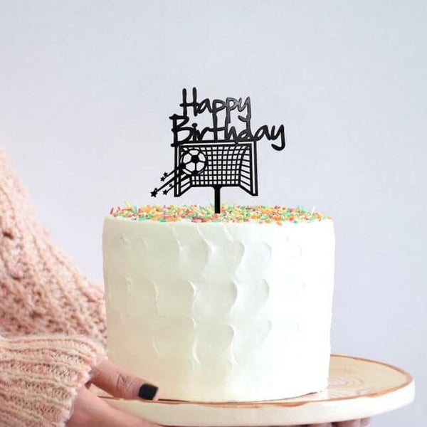 Black Happy Birthday Goal Cake Topper Soccer Themed Birthday Party