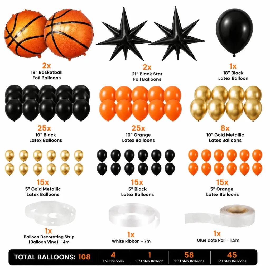 Basketball Party Balloon Garland Kit 111pk