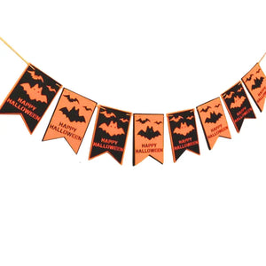 Black & Orange Happy Halloween Bat Felt Banner